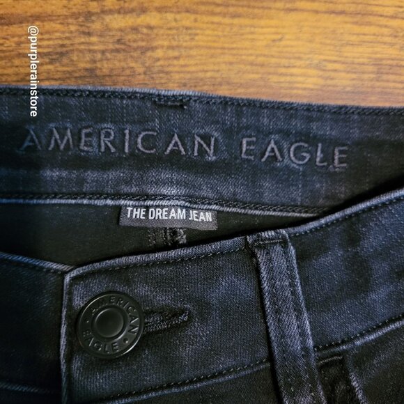 American Eagle Jeans 2 S Dream Jegging Tummy Control Black Wash Stretch Denim - Picture 4 of 13